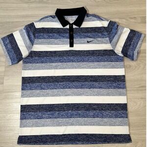 Nike Golf Tour Performance Dri-FIT Men's XL Blue Stripe Polo Shirt